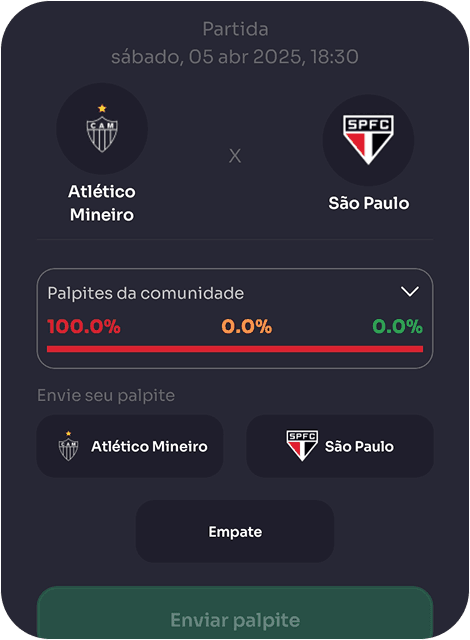 exemplo de um envio de palpite